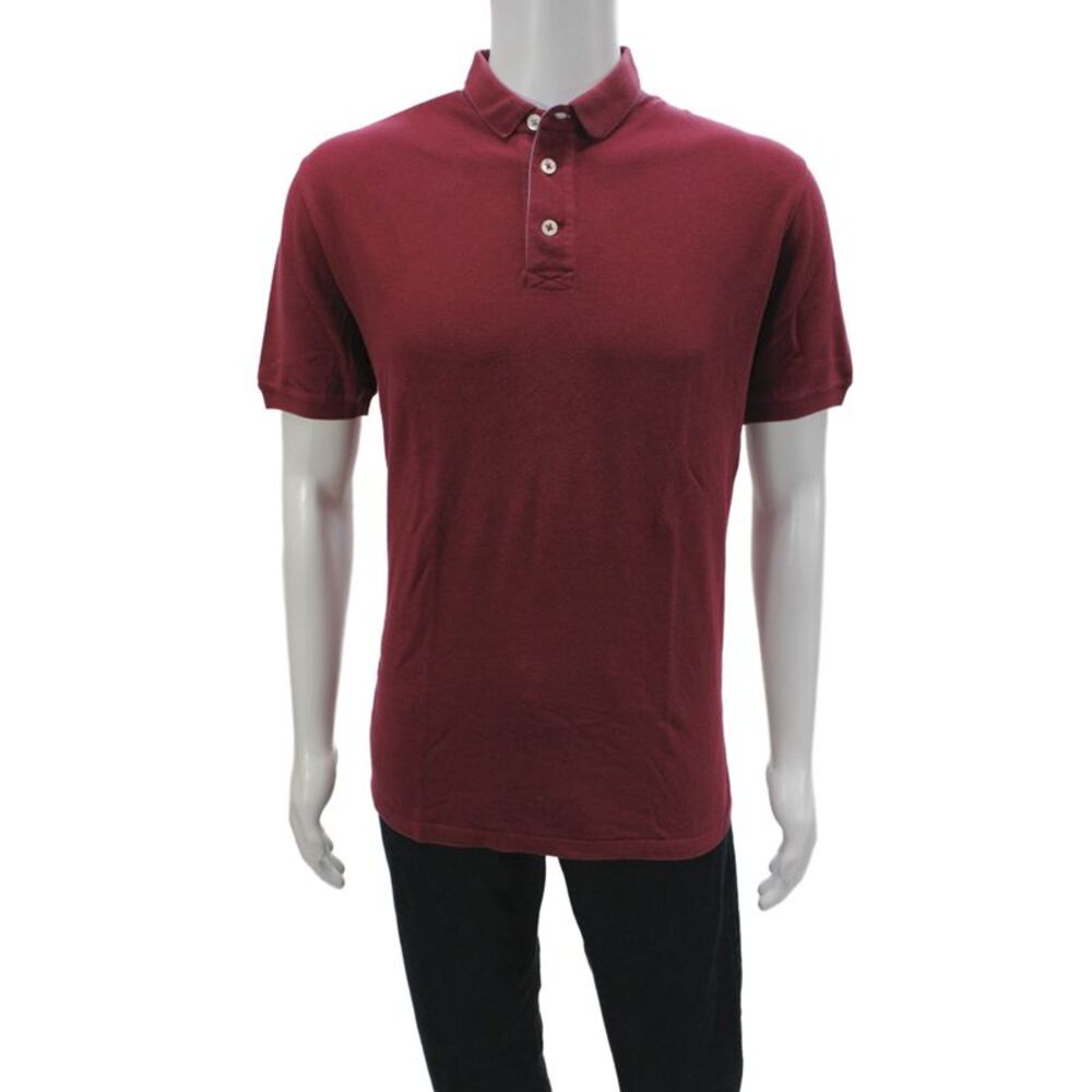 Brunello Cucinelli Mens Polo Shirt Red Collared Cotton Short Sleeve Size M